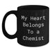Funny Chemist Gifts from Friends to Chemist Black Coffee Mug My Heart Belongs To A Chemist this Christmas - Main