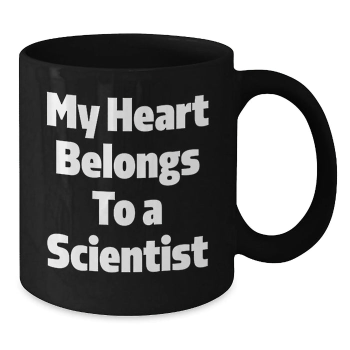 Funny Scientist Gifts for Him, Unique Black Coffee Mug, 'My Heart Belongs To A Scientist' Quote, Perfect Birthday Unique Gift for Scientist Friends and Family, Gifts from Men, Women, Family - Additional