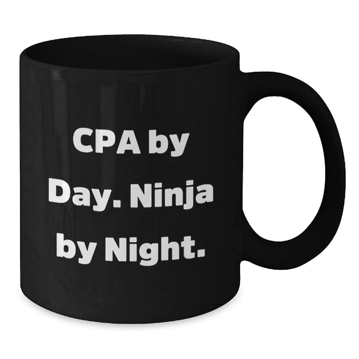 Cpa Ninja Gifts, Funny Birthday CPA Mug, Gifts from Friends and Family, 'Cpa By Day. Ninja By Night.' Quote, Black Coffee Mug - Additional