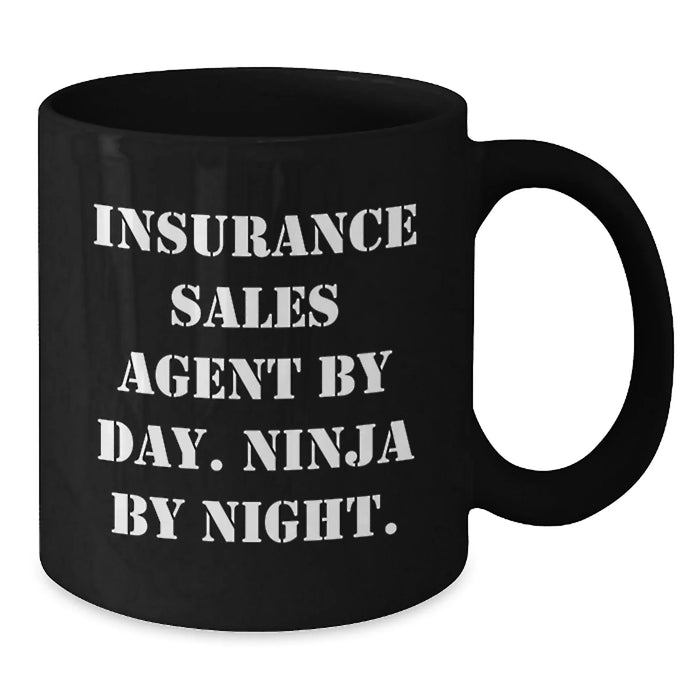Funny Insurance Sales Agent Gifts, Unique Black Coffee Mugs, Christmas Unique Gifts from Coworkers to Insurance Sales Agent By Day. Ninja By Night. - Additional