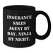 Funny Insurance Sales Agent Gifts, Unique Black Coffee Mugs, Christmas Unique Gifts from Coworkers to Insurance Sales Agent By Day. Ninja By Night. - Additional