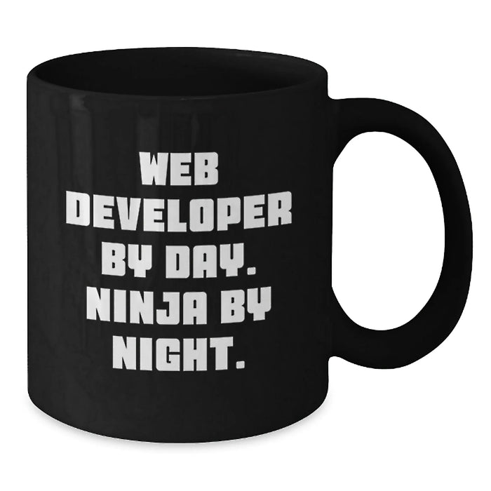 Funny Web Developer Gifts for Men - Web Developer By Day Ninja By Night Black Coffee Mug Birthday Unique Gifts for Web Developers from Friends - Additional