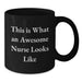 Funny Nurse Gifts from Women, Awesome Nurse Christmas Unique Gifts, Black Coffee Mugs with 'This Is What An Awesome Nurse Looks Like' Quote, Perfect for Nurses, Friends, Family, Coworkers - Additional