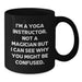 Funny Quotes for Yoga Instructors Gifts from Friends to Men Women Coworkers Family Black Coffee Mug 15oz Microwave Dishwasher Safe - Additional
