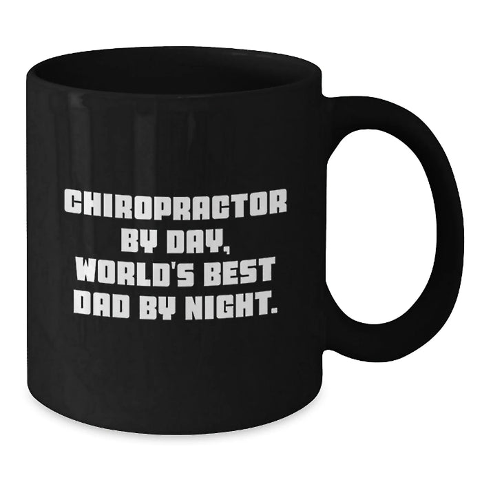 Funny Chiropractor Gifts for Men - Chiropractor Black Coffee Mug - Gifts from Family to Chiropractor By Day, World's Best Dad By Night. - Additional