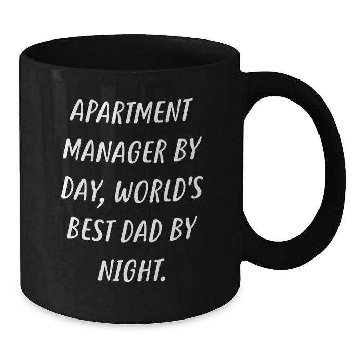 Gifts from Friends for Apartment Manager, World's Best Dad By Night, Funny Birthday Coffee Mug - Additional