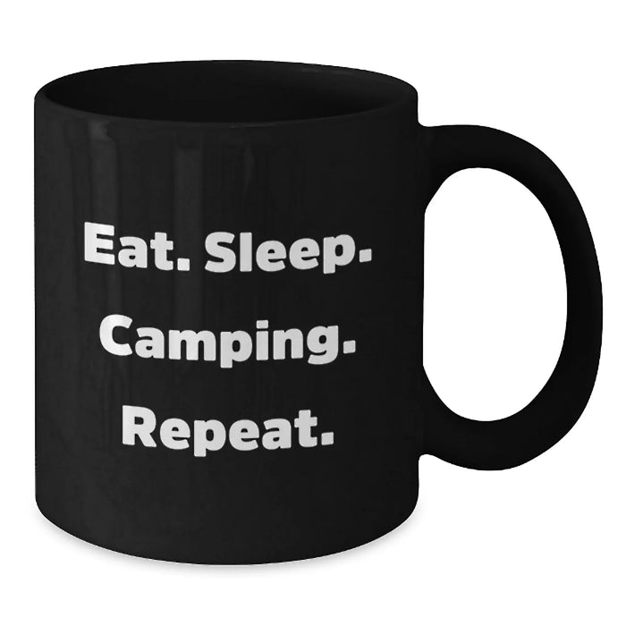 Funny Camping Black Coffee Mugs Gifts from Men to Camping Lovers - Eat. Sleep. Camping. Repeat. Christmas Unique Gifts - Additional