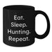 Funny Hunting Mugs Gifts for Him from Men, Eat. Sleep. Hunting. Repeat. Black Coffee Mug, Christmas Unique Gifts - Additional