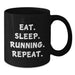 Funny Running Quotes Gifts for Men Women Friends from Family, Black Coffee Mug, Eat. Sleep. Running. Repeat. Inspirational Mug for Christmas Unique Gifts - Additional