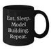 Model Building Lovers' Funny Birthday Unique Gift, Eat. Sleep. Model Building. Repeat. Black Coffee Mug from Friends - Additional