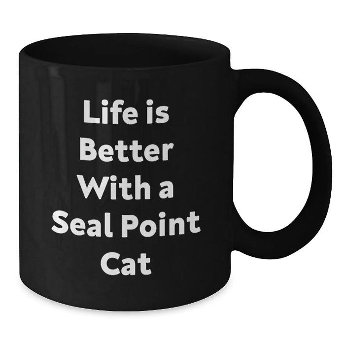 Funny Seal Point Cat Lovers Gifts from Men to Friends, Black Coffee Mug for Seal Point Cat Enthusiasts on Birthday Unique Gifts - Additional
