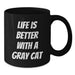 Funny Gray Cat Gifts for Men Women Friends Family - Life Is Better With A Gray Cat - Birthday Unique Mug - Additional