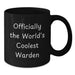 Funny Warden Gifts from Men for Dad, Officially The World's Coolest Warden Quote Black Coffee Mug, Perfect for Father's Day Unique Gifts - Additional