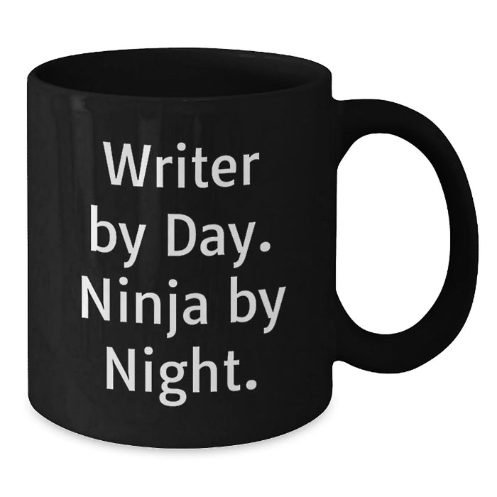 Funny Writer Gifts from Men, Black Coffee Mugs for Writer Friends, Writer By Day Ninja By Night Christmas Unique - Additional