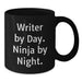 Funny Writer Gifts from Men, Black Coffee Mugs for Writer Friends, Writer By Day Ninja By Night Christmas Unique - Additional