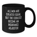 Funny Insurance Adjuster Gifts, Black Coffee Mug for Birthday with 'All Men Are Created Equal But The Coolest Become An Insurance Adjuster' Quote, Gifts from Friends, Gifts for Insurance Adjuster - Additional