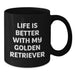 Funny Golden Retriever Dog Lover Gifts for Men from Friends with 'Life Is Better With My Golden Retriever' Quote, Black Coffee Mug for Birthday Unique Gifts - Additional