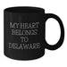 Delaware Heart Quotes Black Coffee Mugs, Funny Gifts for Delaware Friends and Family, Black Coffee Mug Gifts from Friends to Delaware Family - Additional
