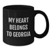 Funny Georgia Gifts for Him, 'My Heart Belongs To Georgia' Black Coffee Mug, Perfect Birthday Unique Gifts from Men to Georgia Lovers, 11oz or 15oz Ceramic Mug - Additional