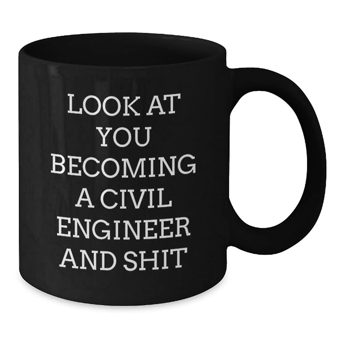 Civil Engineer Christmas Unique Gifts from Friends for Civil Engineers - Funny Black Coffee Mug - Additional