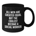 Funny Social Worker Gifts, Black Coffee Mugs for Men, Christmas Unique Presents from Friends, Social Worker Appreciation Mugs with 'All Men Are Created Equal But The Coolest Become A Social Worker' - Additional