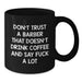 Funny Barber Gifts for Him from Men - Black Coffee Mug with Quote 'Don't Trust A Barber' - Additional