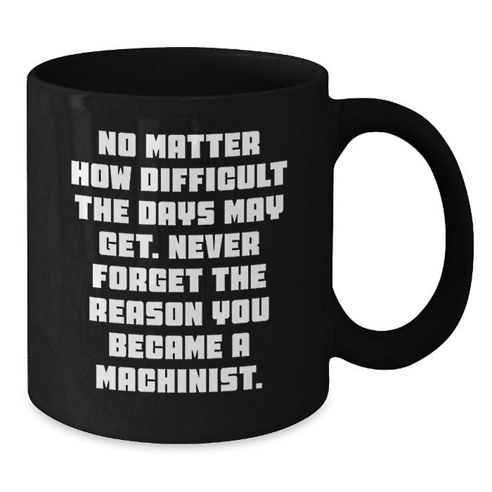 Funny Machinist Gifts for Him, Black Coffee Mug with Inspirational Quote - Perfect for Christmas Unique Gifts from Men to Machinist Friends - Additional