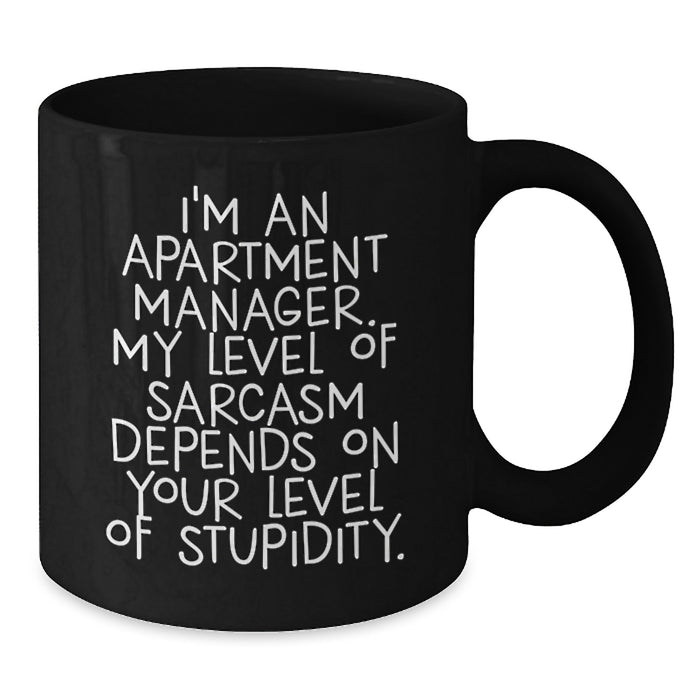 Funny Apartment Manager Gifts from Men Friends to Apartment Manager, Unique Black Coffee Mug for Apartment Manager's Humorous Side, Father's Day Unique Gifts - Additional