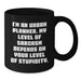 Funny Sarcasm Urban Planner Gifts from Dad to Mom, Mother's Day Unique Coffee Mug for Men, Women and Coworkers - 'I'm An Urban Planner. My Level Of Sarcasm Depends On Your Level Of Stupidity.' - Additional