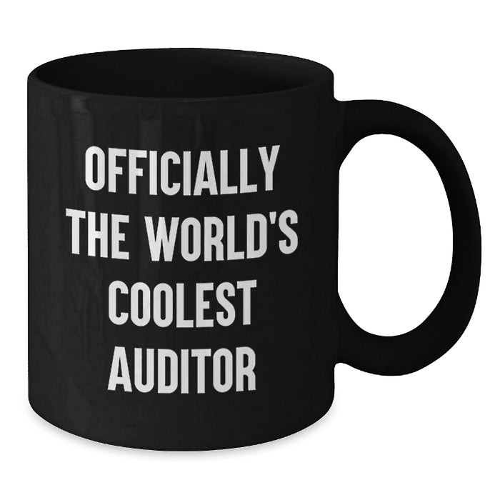 Auditor Gifts from Family - 'Officially The World's Coolest Auditor' Funny Black Coffee Mug for Men, Unique Gifts for Father's Day - Additional