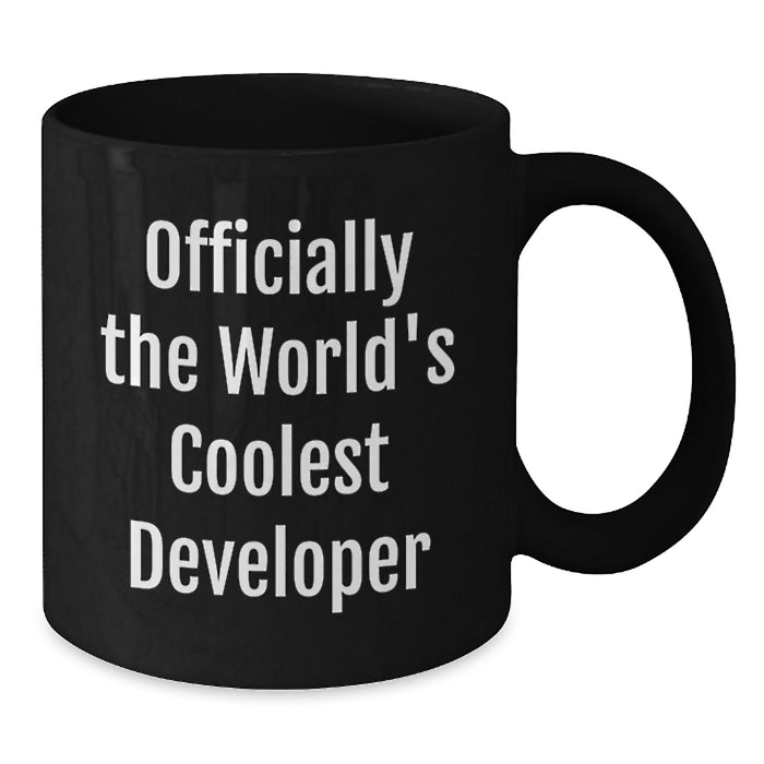 Developer Black Coffee Mug - Officially The World's Coolest Developer Funny Quote, Gifts for Developers, Gifts from Men, Unique Father's Day Unique Gifts for Him - Additional