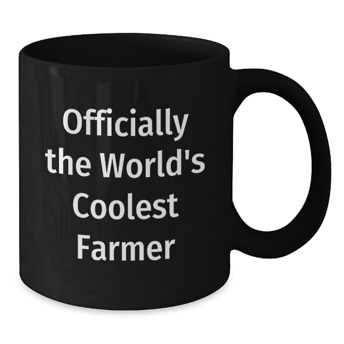 Funny Farmer Gifts for Her - Officially the World's Coolest Farmer Black Coffee Mug, Perfect for Mom on Mother's Day from Family - Additional