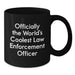 Funny Law Enforcement Officer Gifts from Men to Law Enforcement Officer Birthday Unique Gifts Black Coffee Mug - 'Officially The World's Coolest' - Additional