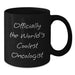 Christmas Unique Gifts for Oncologists, Funny Quote Gifts from Friends to Family - Black Ceramic Coffee Mugs - Officially The World's Coolest Oncologist Mug - Additional