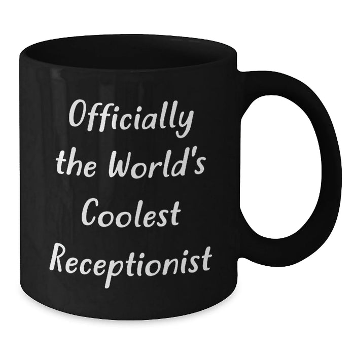 Funny Valentine's Gifts for Receptionist Men from Friends, Black Coffee Mug 'Officially The World's Coolest Receptionist' - Additional