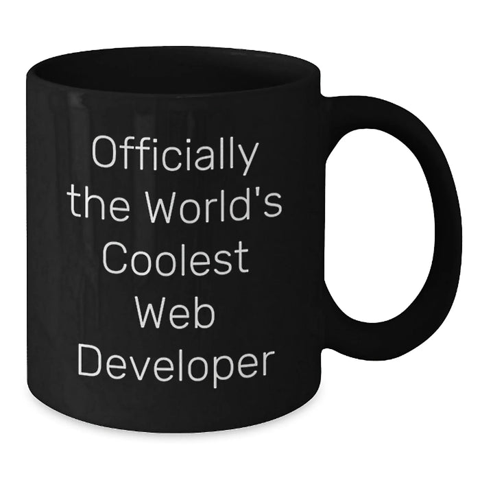 Funny 'Officially The World's Coolest Web Developer' Black Coffee Mug, Gifts for Web Developer, Birthday Unique Gifts from Friends, Web Developer Enthusiast Mug - Additional