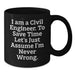 Civil Engineer Humor Funny Birthday Unique Gifts from Friends for Civil Engineers Black Coffee Mug - Additional