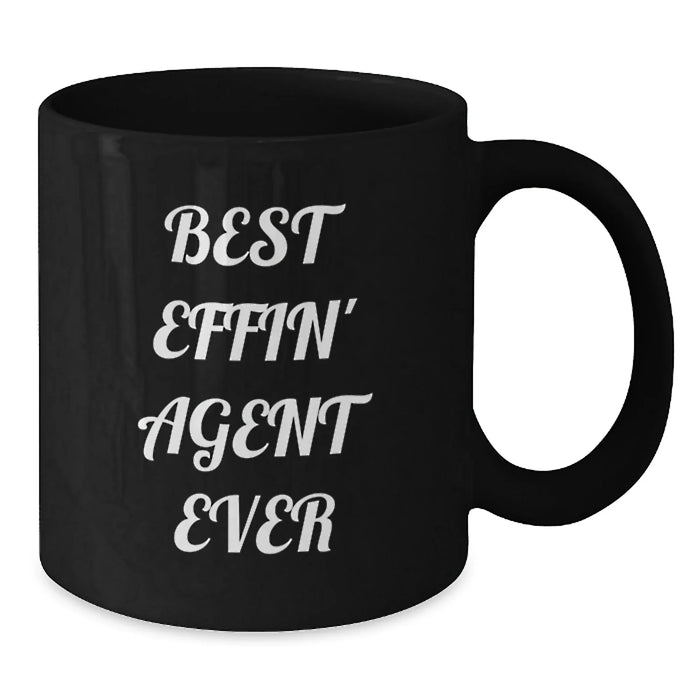 Funny Agent Gifts from Men, Unique Black Coffee Mug, Best Effin' Agent Ever, Christmas Unique Gifts for Agent - Additional