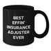 Funny Insurance Adjuster Gifts for Dad - Black Coffee Mug with Best Effin' Insurance Adjuster Ever Quote, Gifts from Family - Additional