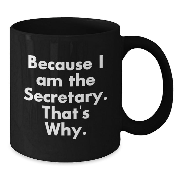 Funny Secretary Gifts from Friends, Inspirational Secretary Quote Black Coffee Mug, Perfect for Graduation Unique Gifts - Additional