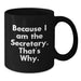 Funny Secretary Gifts from Friends, Inspirational Secretary Quote Black Coffee Mug, Perfect for Graduation Unique Gifts - Additional
