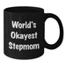 Funny Stepmom Gifts from Family for World's Okayest Stepmom Graduation Unique Black Coffee Mug - Additional