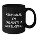 Funny Developer Gifts from Friends and Family, Keep Calm I'm (almost) A Developer Black Coffee Mug for Graduation Unique Gifts - Additional