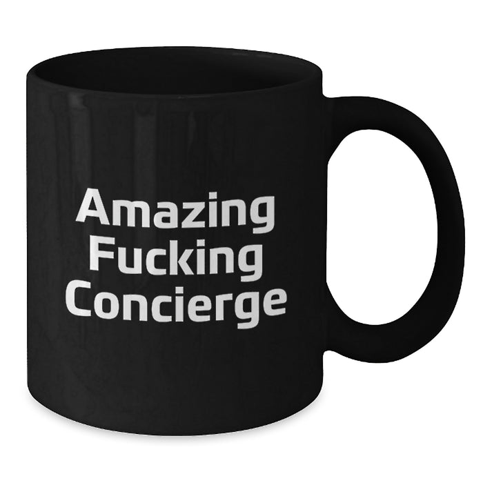 Funny Gifts from Men to Concierge - Graduation Unique Gifts for Friends - Amazing Concierge Black Coffee Mug - Additional