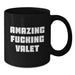 Funny Valet Gifts, Black Coffee Mug for Valet, 'Amazing F--king Valet' Quote, Gifts from Friends, Unique Graduation Gifts for Him - Additional