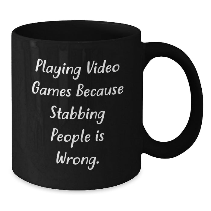 Funny Playing Video Games Gifts for Men, Women, Friends, Coworkers, Family - Black Coffee Mug - Additional