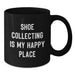 Shoe Collecting Gifts from Family, Funny 'Shoe Collecting Is My Happy Place' Black Coffee Mug for Birthday, Gifts for Shoe Collecting Enthusiasts, Microwave and Dishwasher Safe - Additional