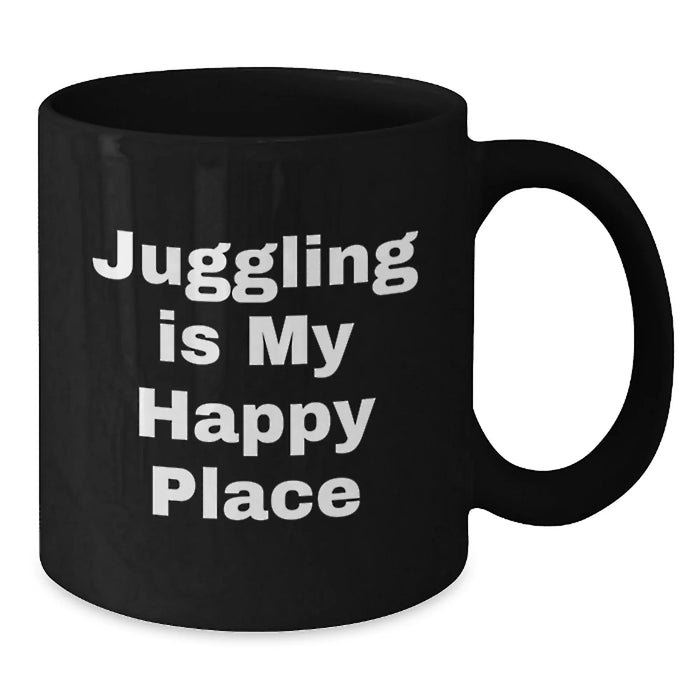 Funny Juggling Gifts for Men - Juggling Is My Happy Place Black Coffee Mug, Christmas Unique Gift Ideas, Juggling Enthusiast Mug - Additional