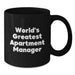 Funny World's Greatest Apartment Manager Gifts for Men, Black Coffee Mug, Unique Christmas Memorable Presents for Friends - Additional