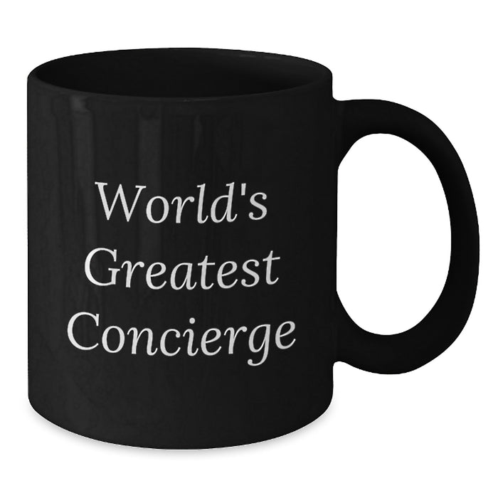 World's Greatest Concierge Funny Quote Black Coffee Mug Gifts from Women to Friends Birthday Unique - Additional